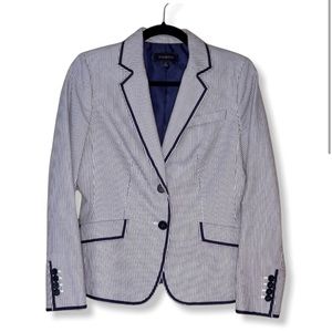 Talbots White and Blue Striped Blazer